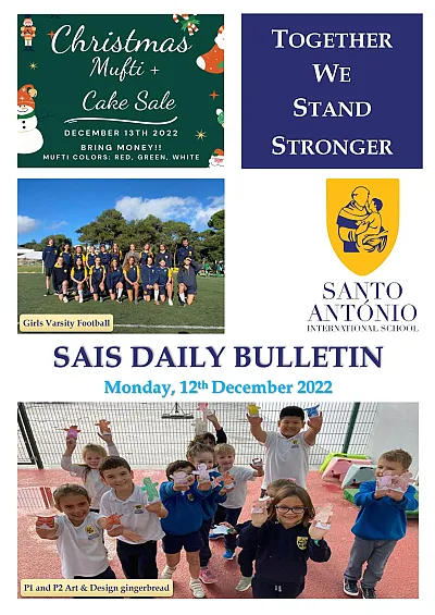 Daily bulletin 12th December Wednesday SAIS