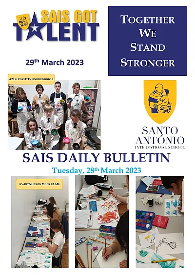 Daily bulletin Tuesday 28th MARCH SAIS