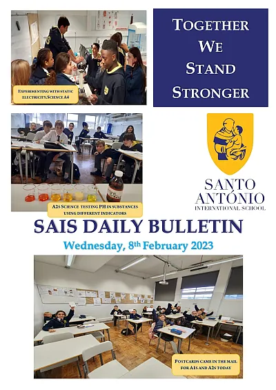 Daily bulletin 8TH february Monday SAIS