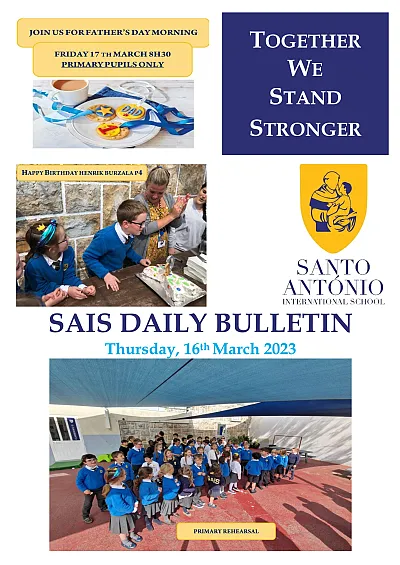 Daily bulletin Thursday 16th MARCH SAIS