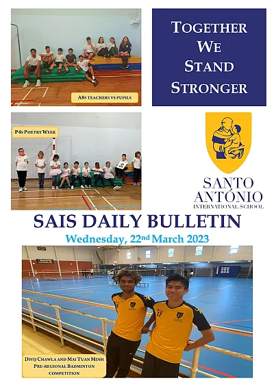 Daily bulletin Wednesday 22nd MARCH SAIS