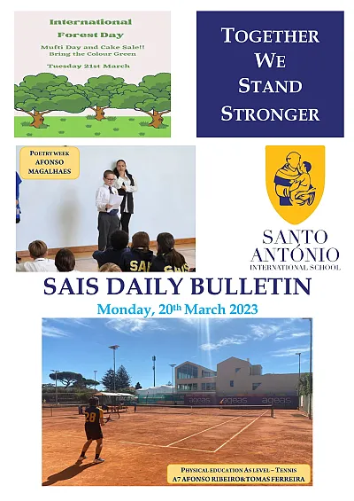 Daily bulletin Monday 20th MARCH SAIS