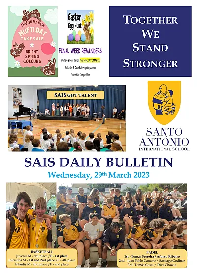 Daily bulletin Wednesday 29th MARCH SAIS