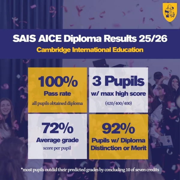 A Level & AICE Diploma Results are in! We are incredibly proud of our students and their outstanding achievements. A huge congratulations to our students, teachers and families for all their hard work, dedication and support! Well done, SAIS!