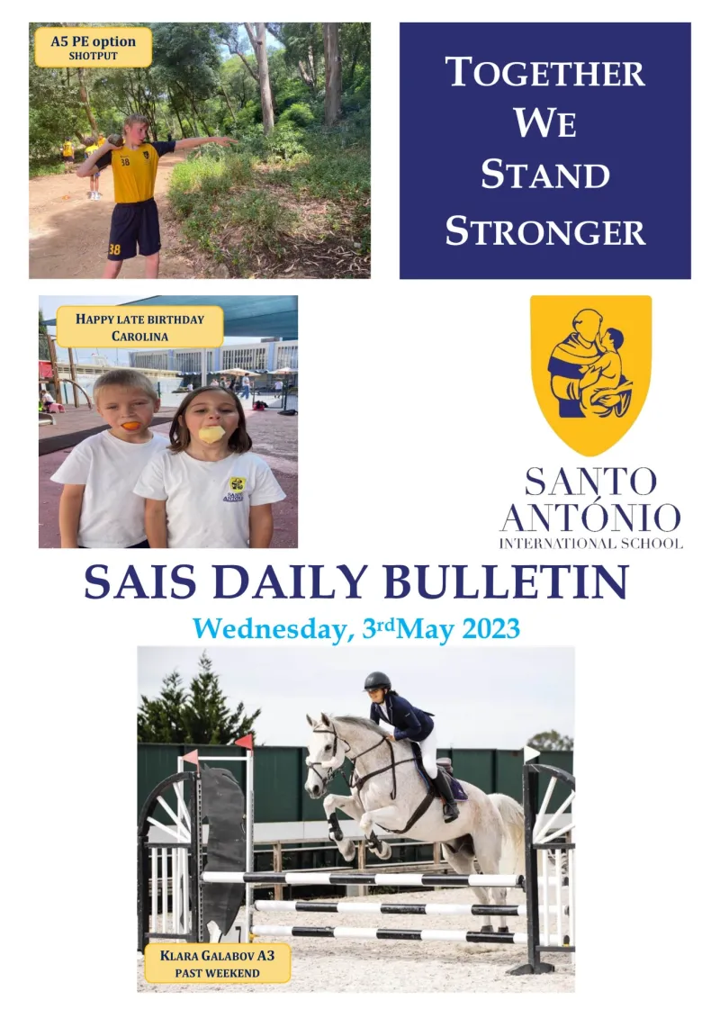 Daily bulletin Wednesday 3rd MAY SAIS