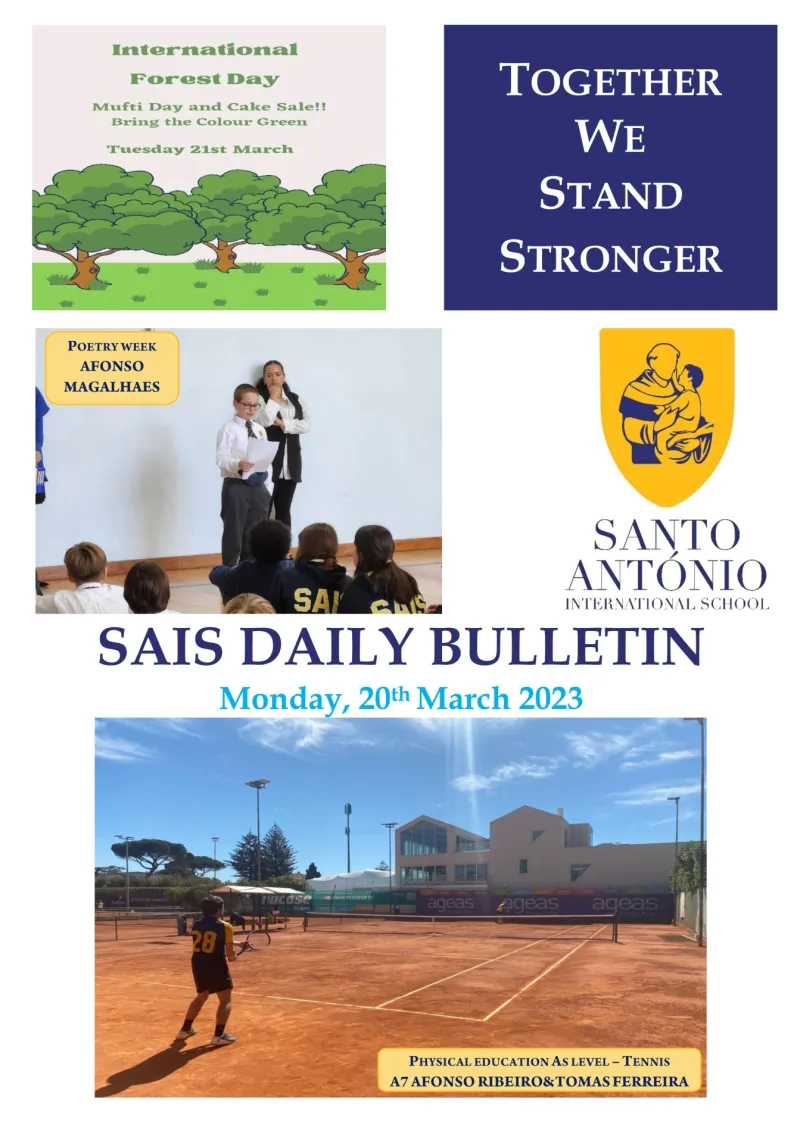 Daily bulletin Monday 20th MARCH SAIS